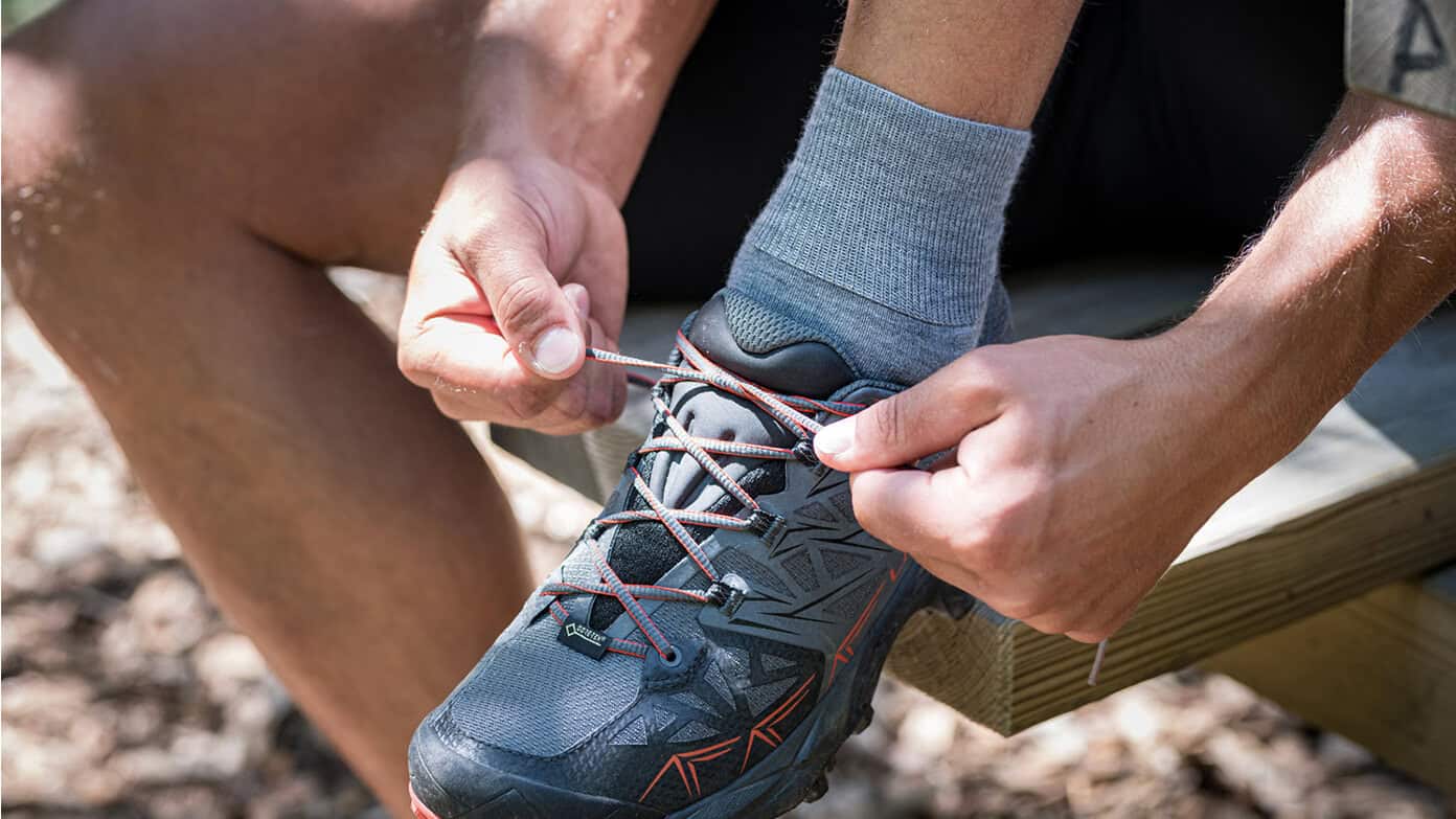 wanderschuhe merino socken blasen