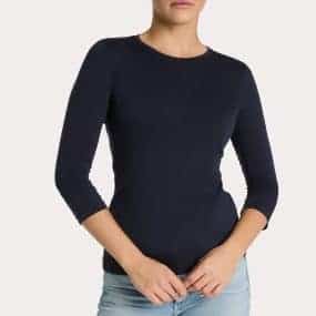 womans 3/4 sleeve merino wool shirt slim fit