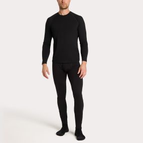 mans longsleeve merino wool baselayer shirt black undereware loose fit