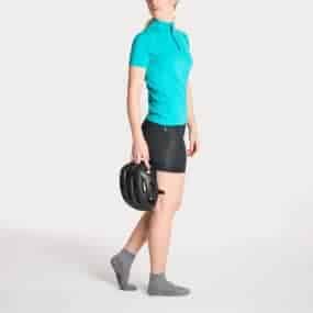 women bike merino shirt fast dry performance athletic casual short sleeve turquoise zipper