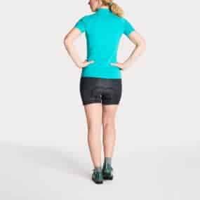 women bike merino shirt fast dry performance athletic casual short sleeve turquoise zipper