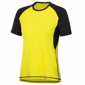 womens short sleeve color block merino wool shirt