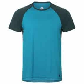 Sportliches Merinowolle T-Shirt in Blau-Grün für Herren