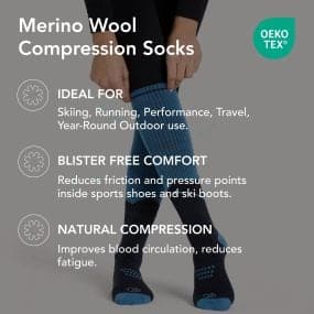 Compression Socks Merino Wool Thin Knee Length