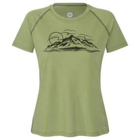 Functional merino short sleeve t-shirt woman with graphic on chest and neck