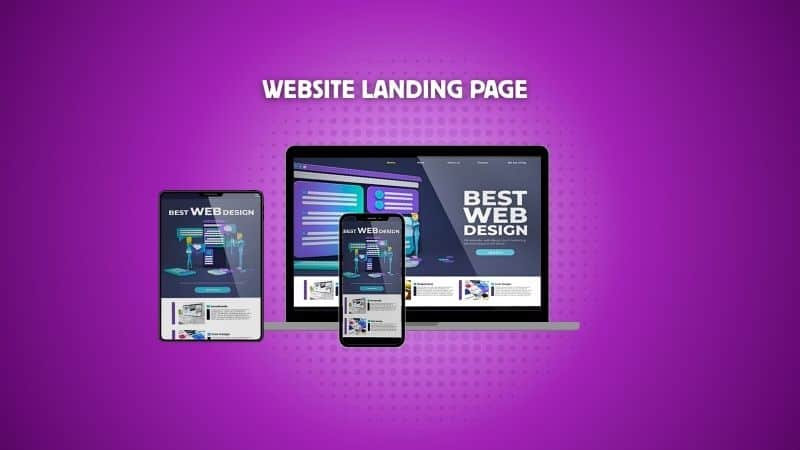 Παρουσίαση landing page σε laptop, tablet και κινητό, με μοντέρνο web design και responsive διάταξη, που δείχνει πώς προσαρμόζεται η σελίδα σε όλες τις συσκευές