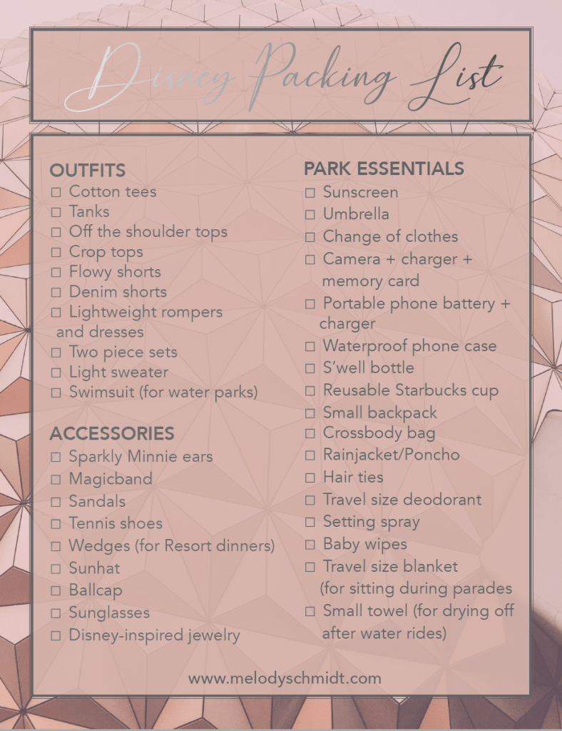 what to pack for walt disney world free disney packing