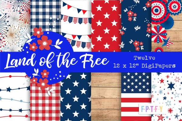 12 Patriotic Pattern Papers