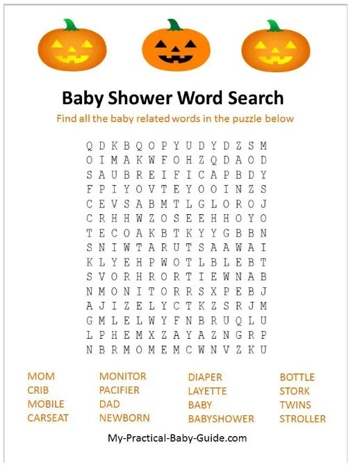 Halloween Printable Baby Shower Games