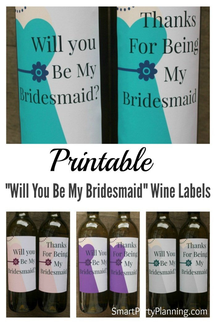 Printable Will You Be My Bridesmaid Wine Labels