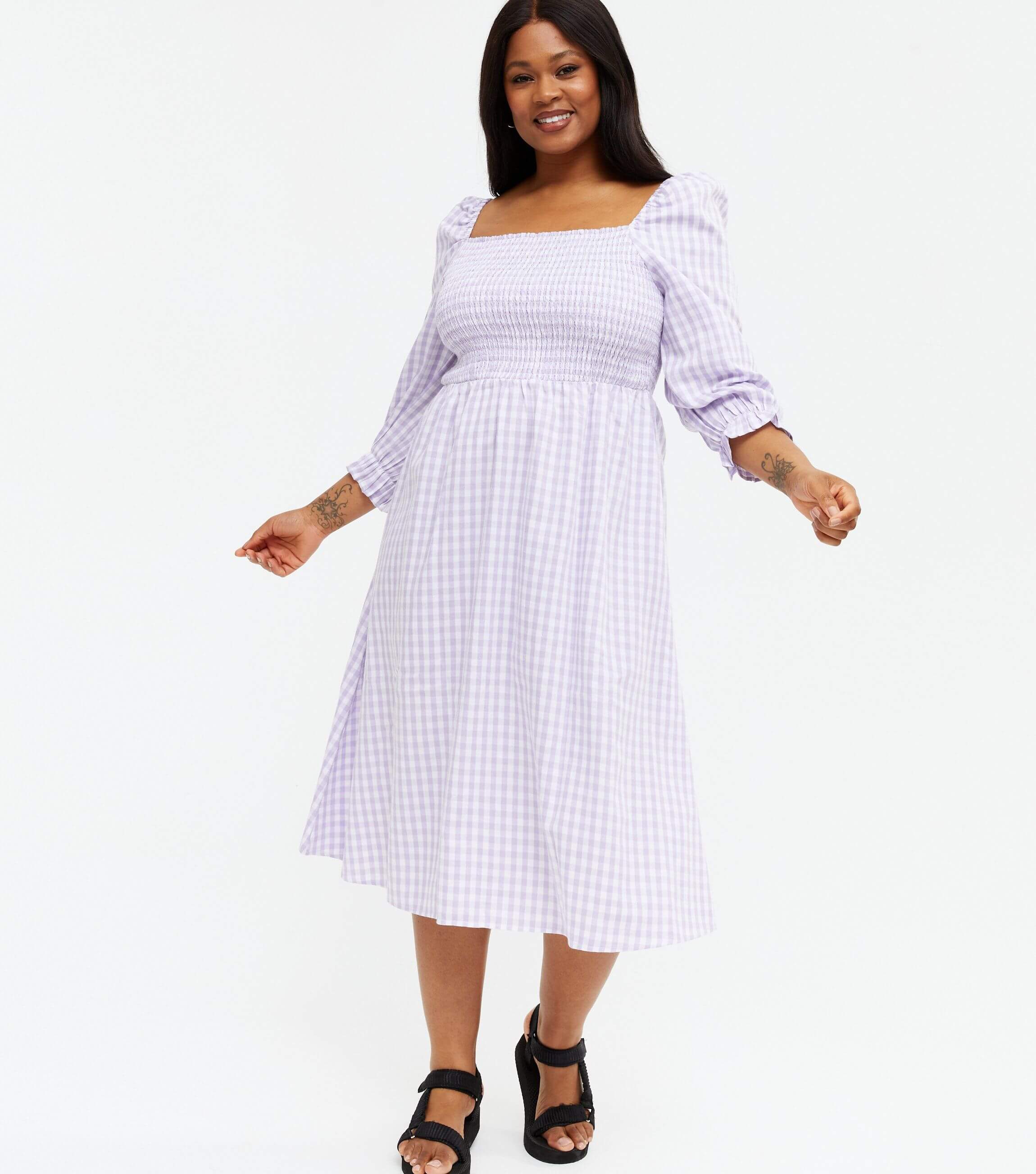 green and white plus size dress