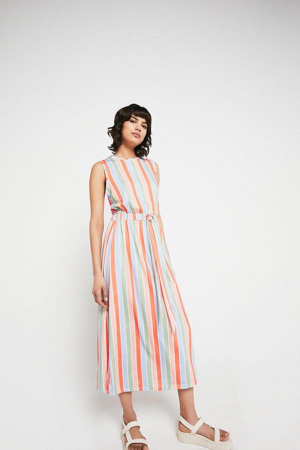 warehouse stripe linen dress