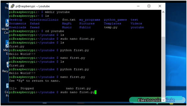 Raspberry Pi first Program and Basic commands, Python Programming