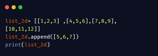 python 2d list