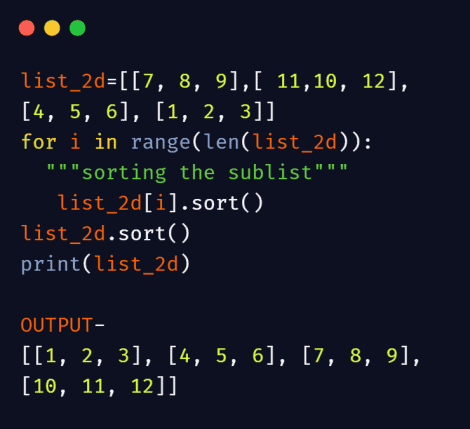 python 2d list