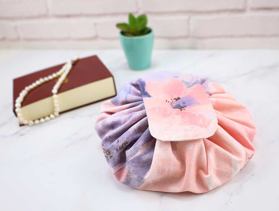 Open Flat Drawstring Makeup Bag Free Sewing Pattern