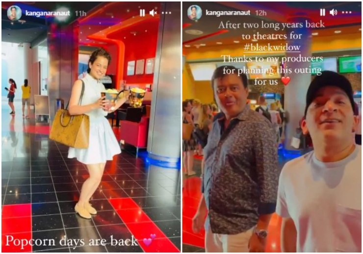 Kangana Ranaut, Team Dhaakad got out to watch Black Widow in a theater in Budapest. Kangana Ranaut Back In Theater After 2 Years To See Black Widow With Dhaakad Team: ‘Popcorn Days Are Back’ | bollywood