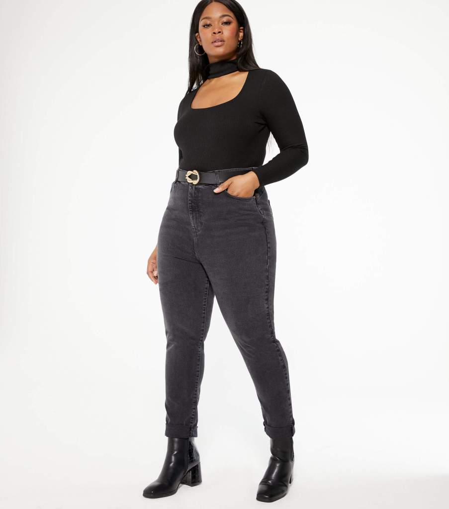 blue tie high waist tori mom jeans