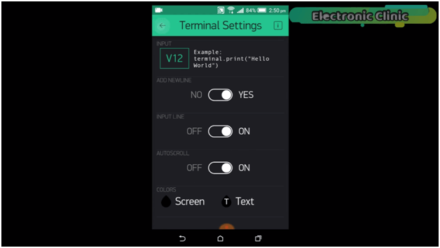 Blynk Terminal Widget for remote monitoring Nodemcu and Arduino