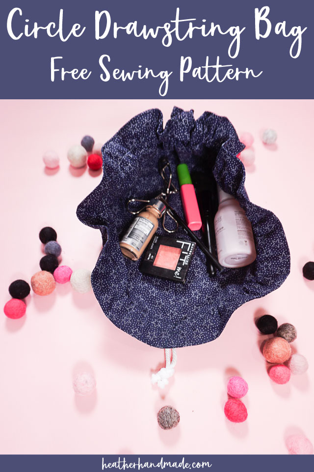 Circle Drawstring Makeup Bag Free Sewing Pattern