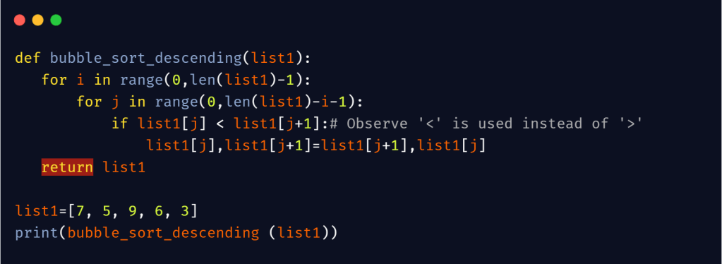 python bubble sort