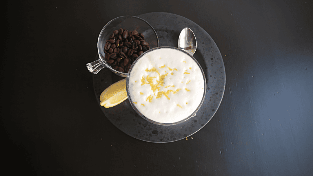 top shot of cold brew with cold foam