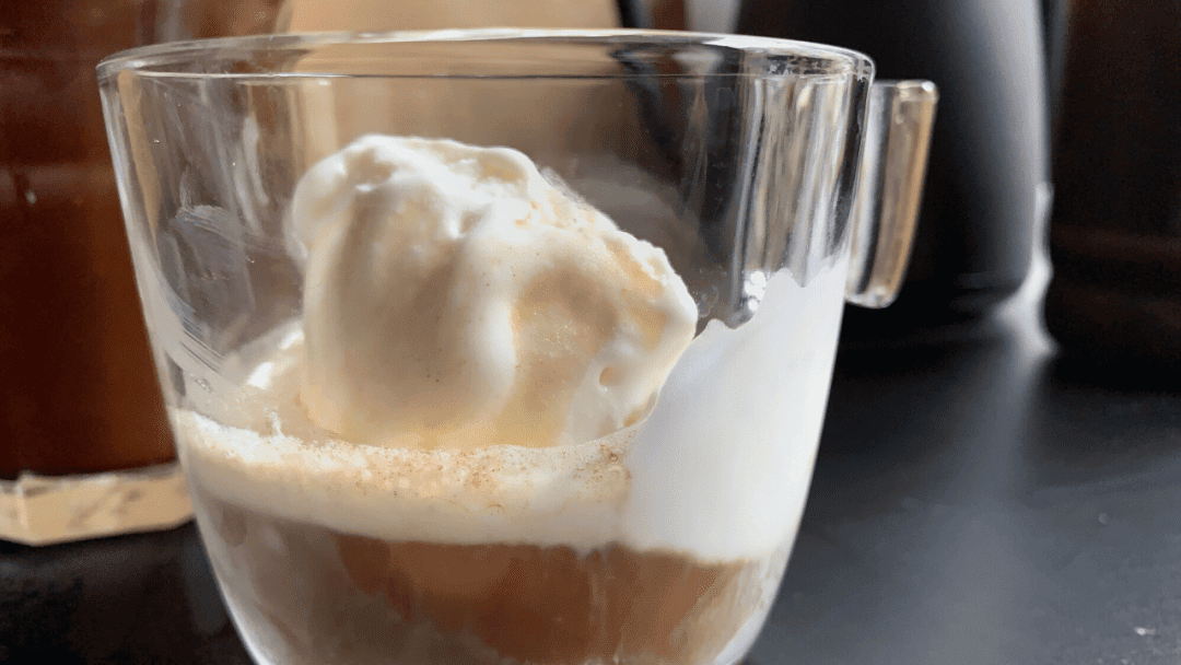 Vanilla ice cream topped with cold brew