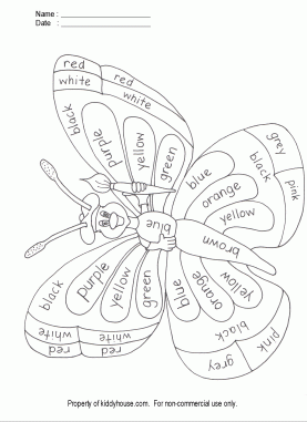 Color Words Butterfly Kiddyhouse Com