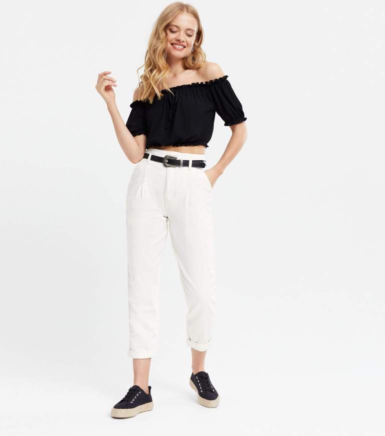 blue tie high waist tori mom jeans