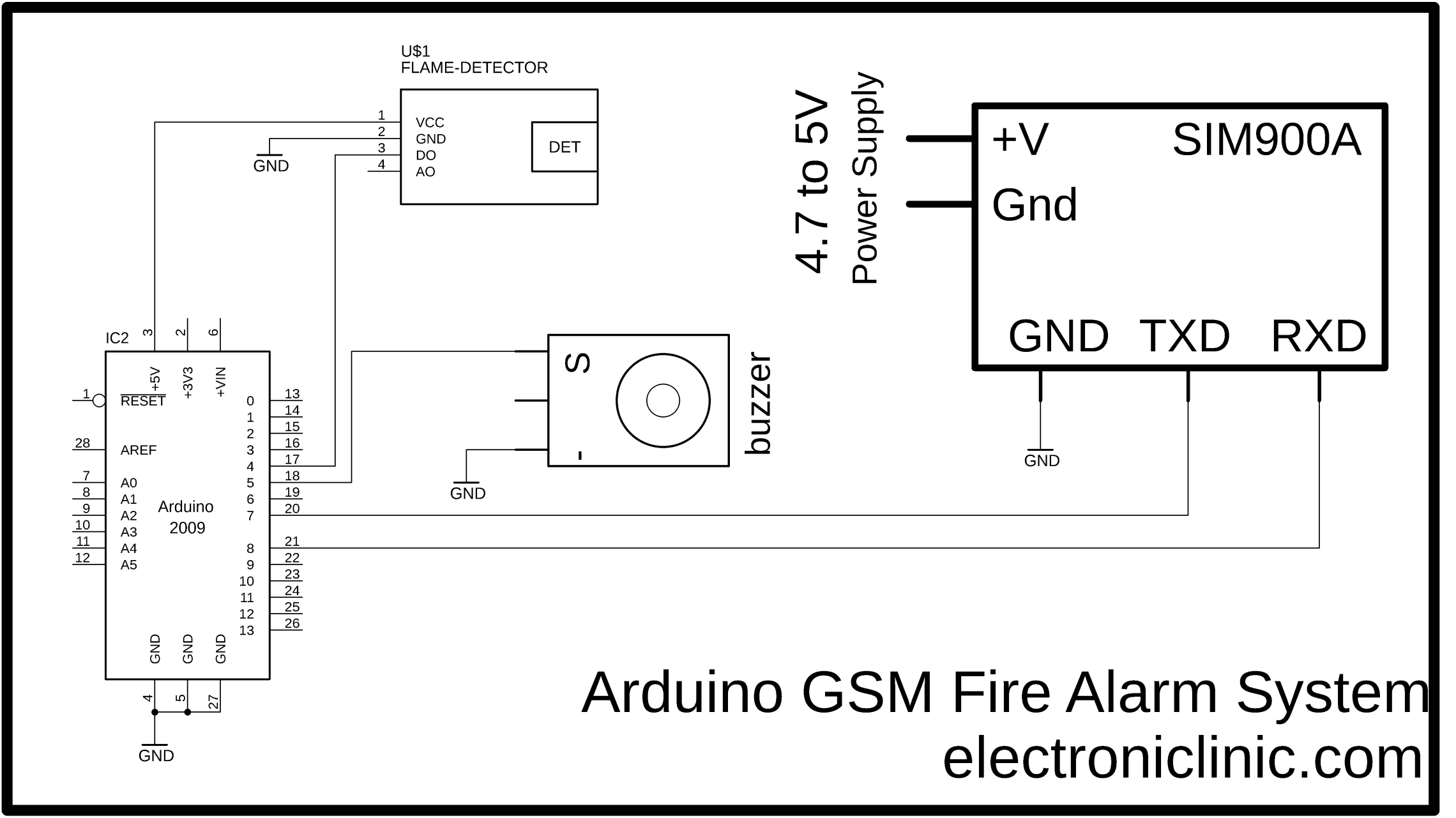 Arduino Fire Alarm System with GSM Alert Text Message & Buzzer
