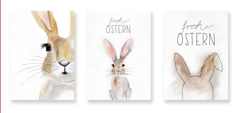 Osterkarte Als Freebie Aquarell Osterhase Als Printable