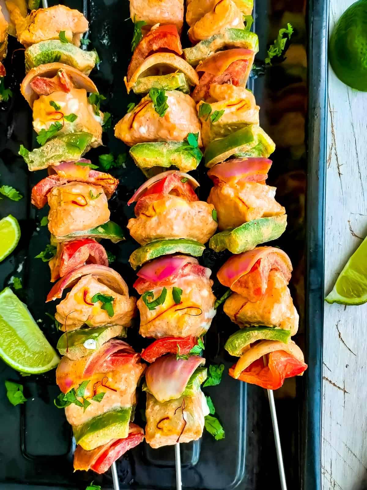 Easy oven baked salmon kabobs (skewers) recipe-image