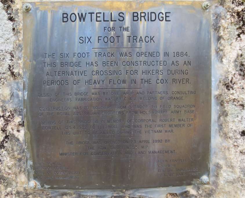 The offical opening plaque on Bowtells Swing Bridge