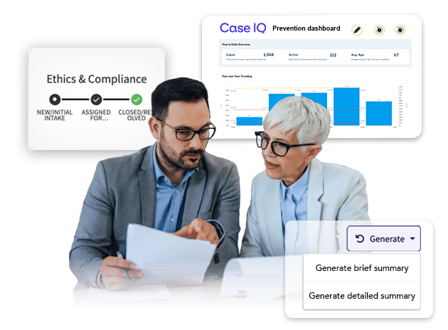 illustration and stock photo man and woman conversing over papers