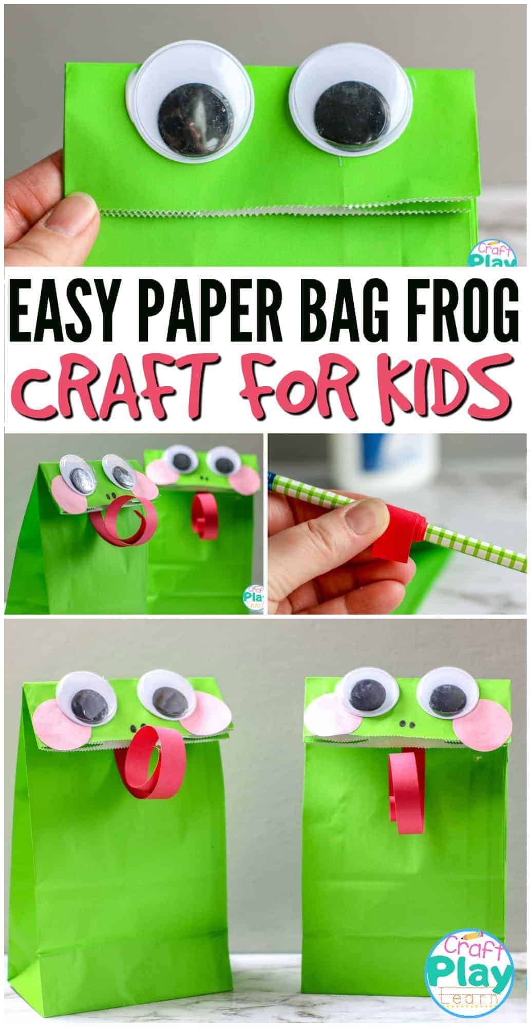 Super Easy Paper Bag Frog Craft For Kids - Craft Play Learn, image size:1034x2000