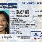 A woman's driver's license with Real ID