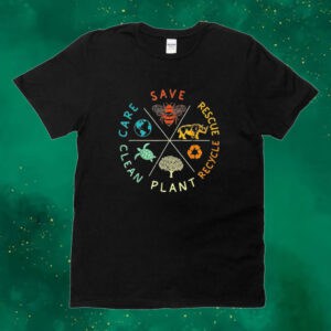 Save bees rescue animals recycle plastic earth day Tee shirt