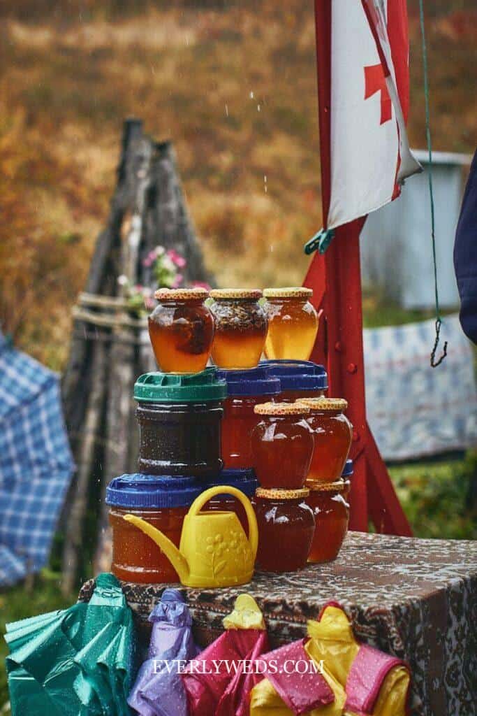 a group of jars on a table