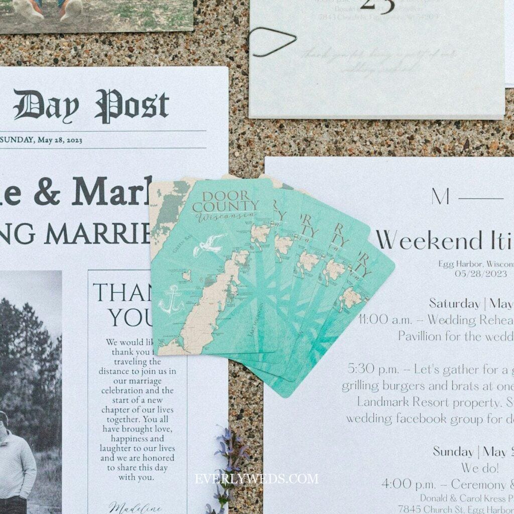 Unique save the date ideas featuring newspaper style and map design invitations
