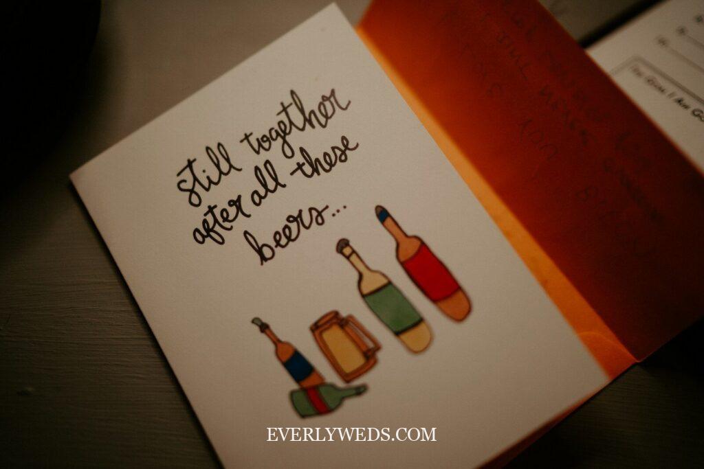 funny wedding invitation wording example with playful typography and modern design