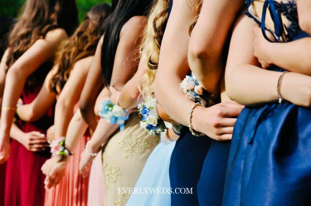 bridesmaids with corsage
