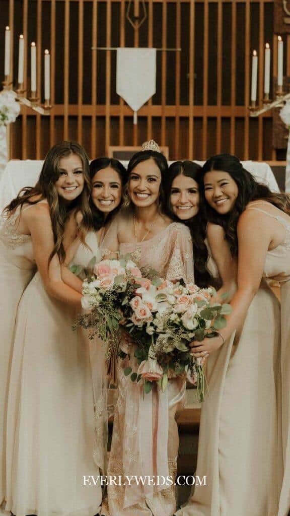 silk flower bridesmaid bouquet in dusty rose and eucalyptus as affordable realistic looking DIY wedding bouquet alternative