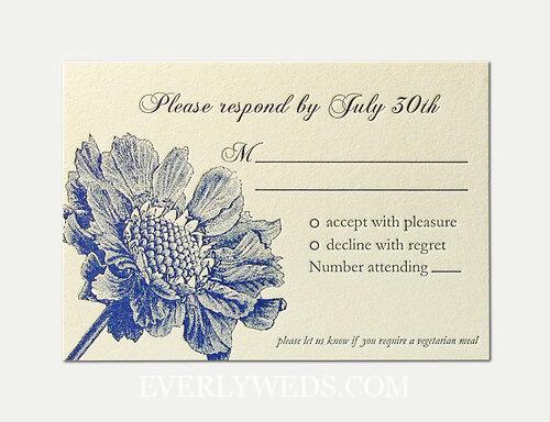 creative wedding invitations design showing RSVP card with funny fill-in-the-blank options