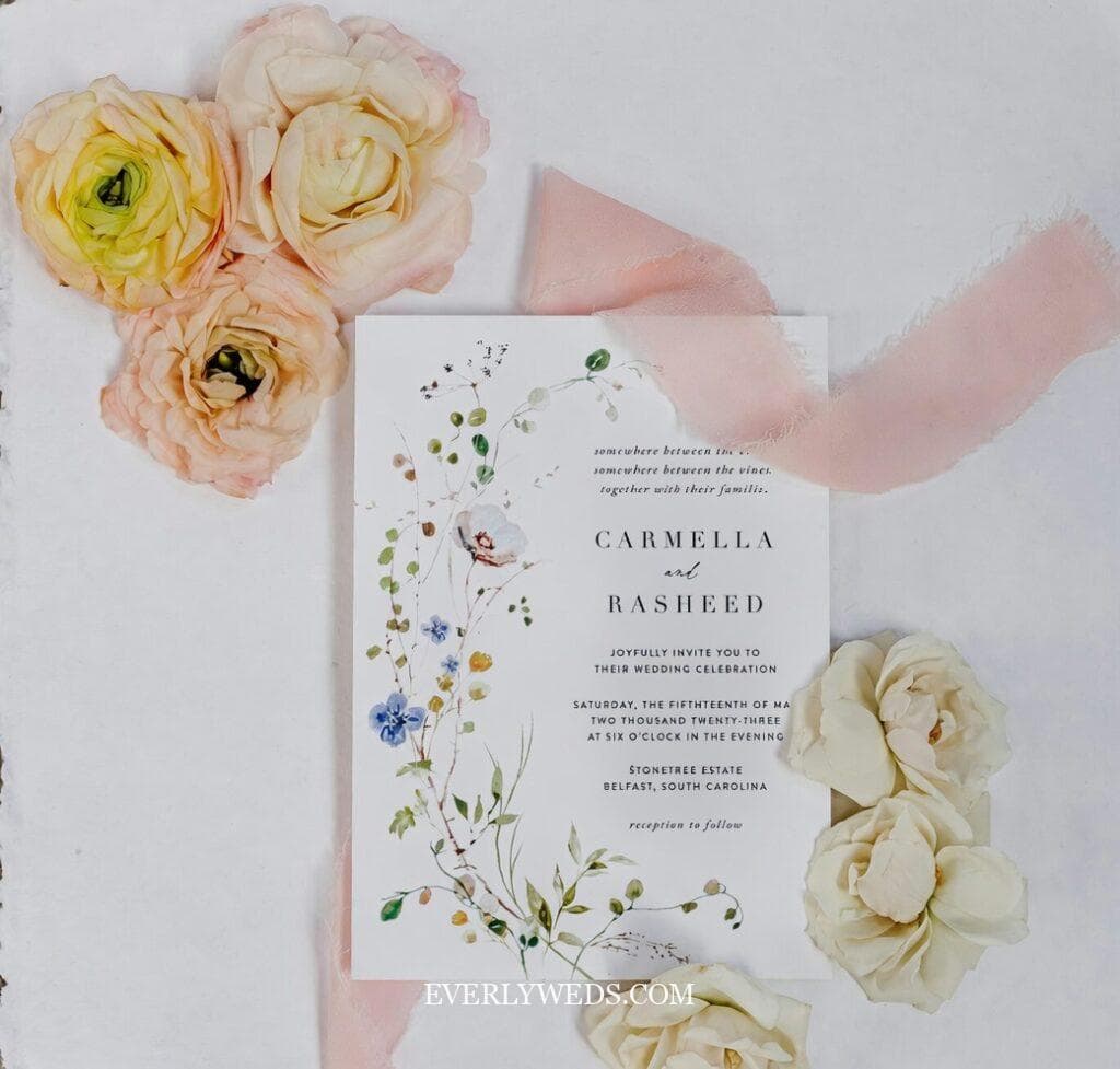 invitation design for a lakeside or outdoor wedding venue