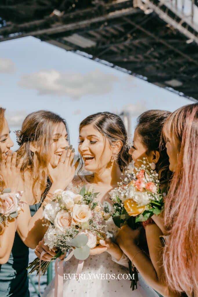 sola wood flower bridesmaid bouquet painted in blush and sage as realistic looking non perishable wedding bouquet alternative