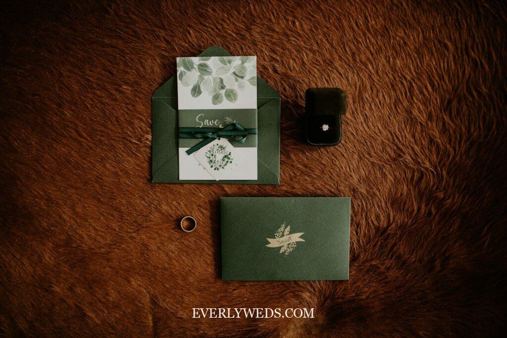 vintage map invitation design used as envelope liner for creative wedding invitations