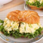 This easy egg salad recipe makes a tasty traditional egg salad you can throw together in 5 minutes. It's perfect for egg salad sandwiches and to top salads. You can make a week's worth and have an easy lunch all week! You'll also find a fancier version if you want something a little different\!