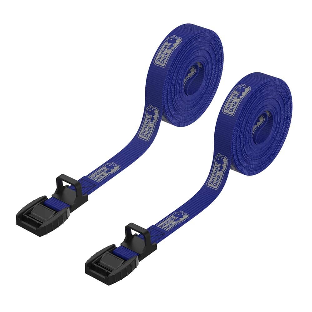 Pair of Blue 5m Tie Down Straps Cam Buckle Survival Duck