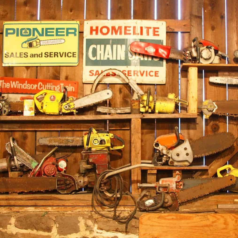 Chainsaw display shelving ideas