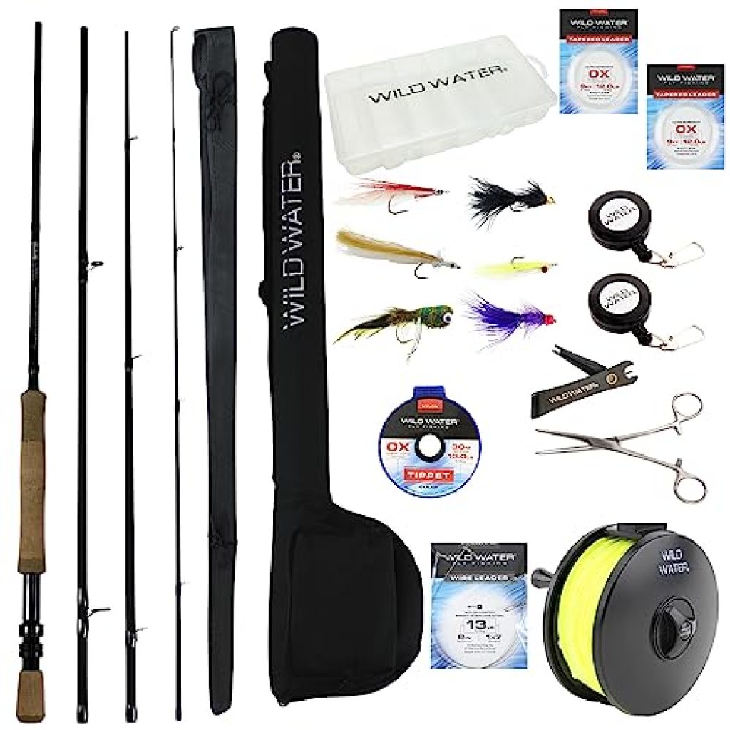 Wild Water Fly Fishing 9 Foot, 4-Piece, 7/8 Weight Fly Rod Complete Fly Fishing Rod and Reel Combo Starter Package Image
